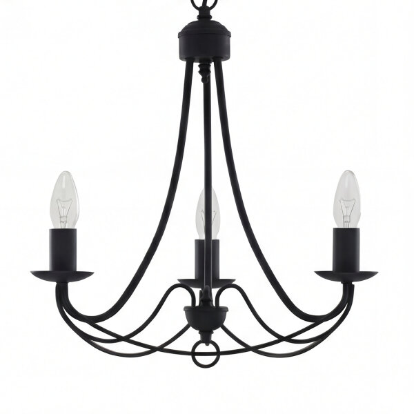 Klassischer Kronleuchter Schwarz Rustikal B:46 cm E14