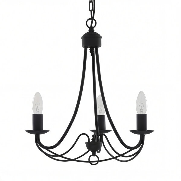Klassischer Kronleuchter Schwarz Rustikal B:46 cm E14
