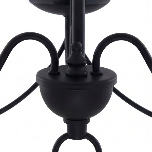 Klassischer Kronleuchter Schwarz Rustikal B:46 cm E14