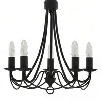 Klassischer Kronleuchter Schwarz 5-flammig B:46 cm E14