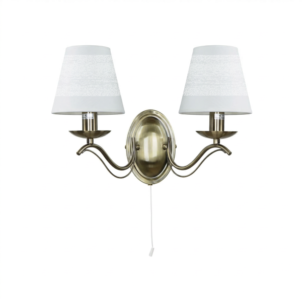Wandleuchte 2-flmg. im Jugendstil messingfarben