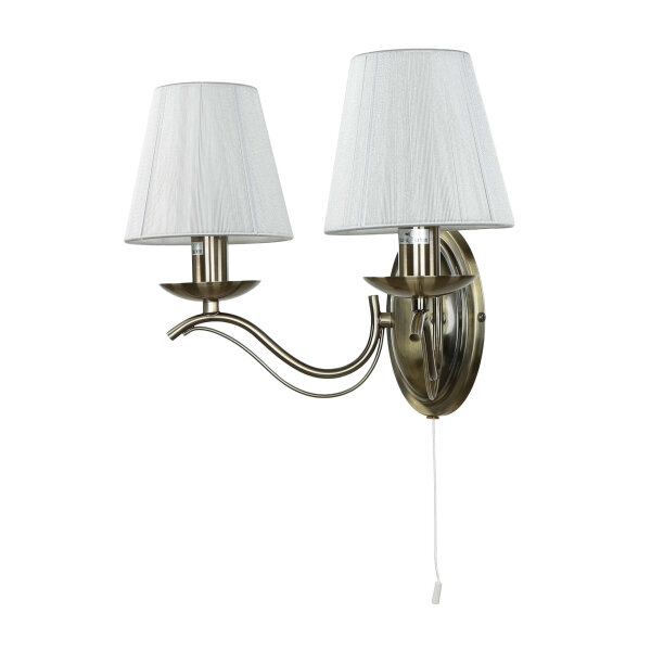 Wandleuchte 2-flmg. im Jugendstil messingfarben