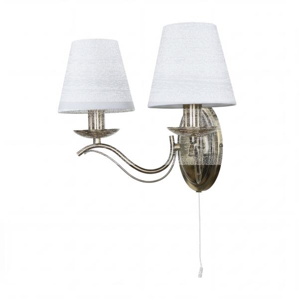 Wandleuchte 2-flmg. im Jugendstil messingfarben