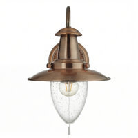 Wandleuchte Glas Metall Kupfer E27 Zugschalter Maritim