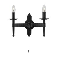 Wandlampe Rustikal Schwarz Eisen E14 B:33,5 cm Schalter