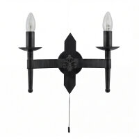 Wandlampe Rustikal Schwarz Eisen E14 B:33,5 cm Schalter
