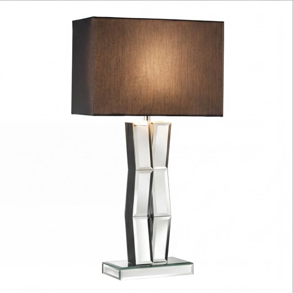 Tischlampe Stoffschirm blendarm 60 cm E27 Chrom Schwarz
