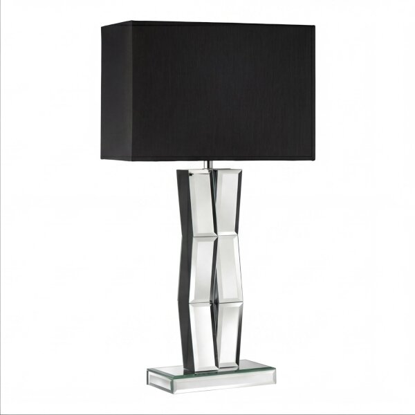 Tischlampe Stoffschirm blendarm 60 cm E27 Chrom Schwarz