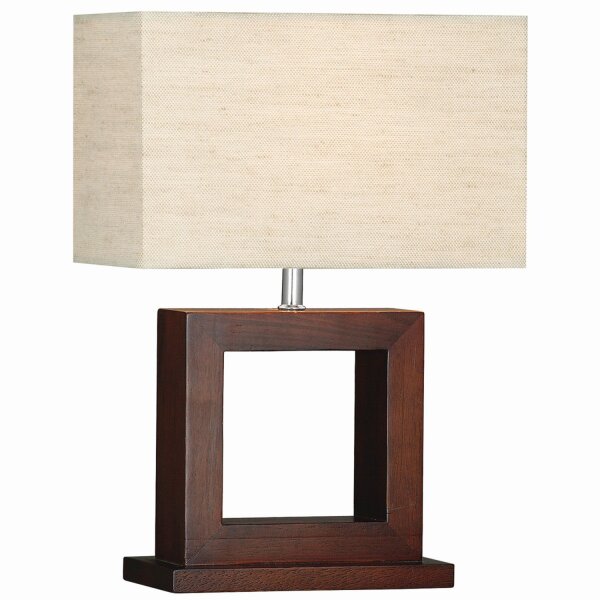 Tischlampe Holz Stoff E27 43,5 cm blendarm Braun Beige