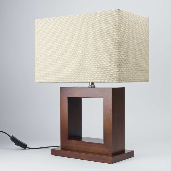 Tischlampe Holz Stoff E27 43,5 cm blendarm Braun Beige