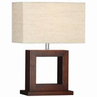 Tischlampe Holz Stoff E27 43,5 cm blendarm Braun Beige