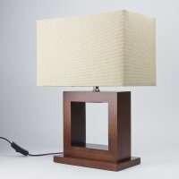 Tischlampe Holz Stoff E27 43,5 cm blendarm Braun Beige
