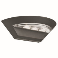 Moderne halbrunde LED Außen Wandleuchte in Grau
