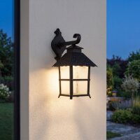 Wandleuchte Au&szlig;en Schwarz Aluminium Glas Rustikal