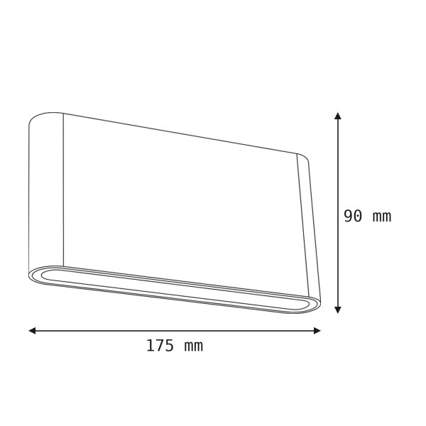 LED Außenleuchte flach Schwarz IP54 Up Down 3000K