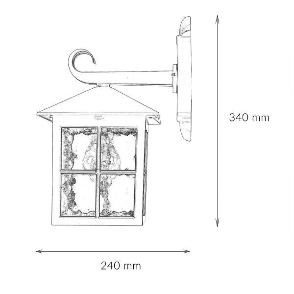 Rustikale Wandlaterne BAARLE IP43 Ornamentglas