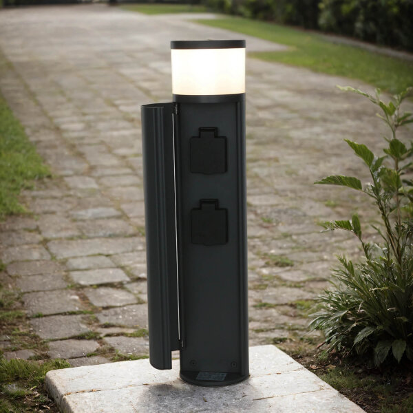 Außenlampe mit Steckdose Anthrazit 46,5cm blendarm