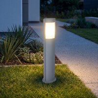 Ovale Pollerleuchte CANDO 65 cm IP54 in Silber E27