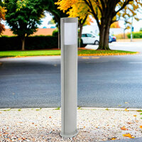 Moderne Wegeleuchte au&szlig;en IP54 oval in Silber E27