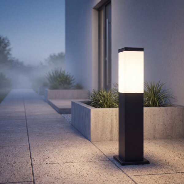 Außenlampe Schwarz Edelstahl 45cm IP44 eckig E27