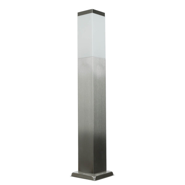 Edelstahl Pollerleuchte in Silber 65cm eckig E27