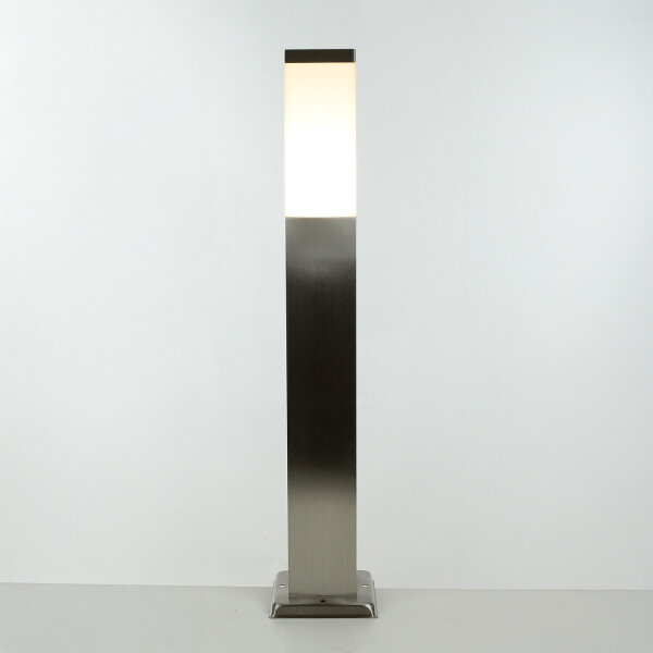 Edelstahl Pollerleuchte in Silber 65cm eckig E27