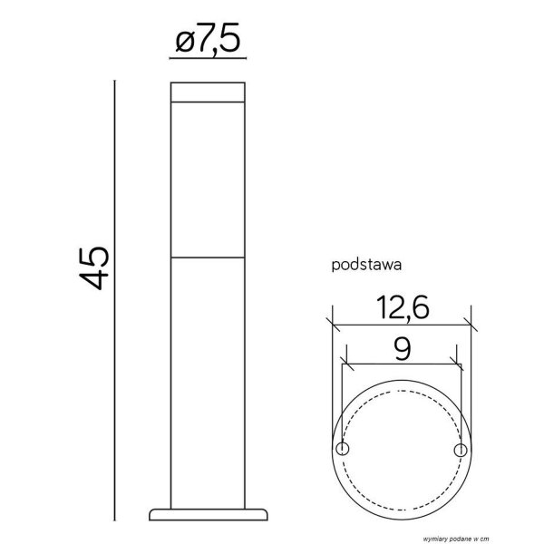 Schwarze Wegeleuchte 45cm IP44 Außen E27