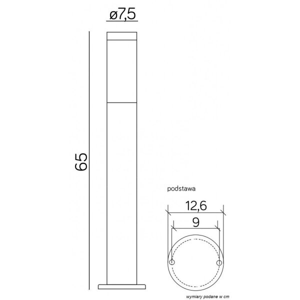 Wegeleuchte Edelstahl 65 cm IP44 blendarm E27