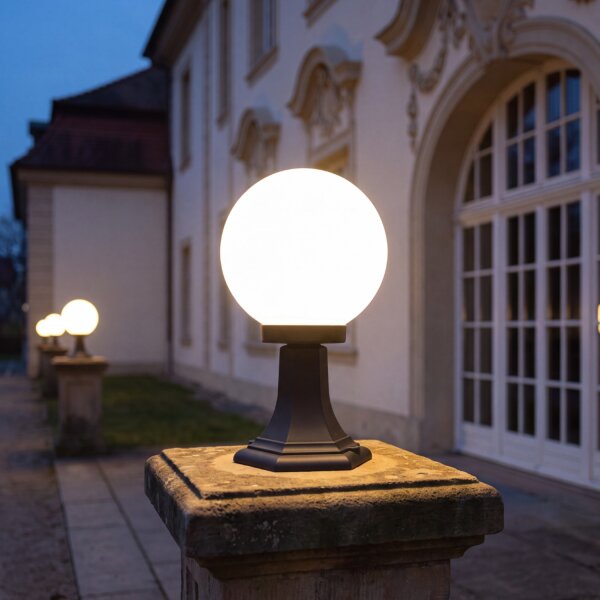 Außenlampe Schwarz Weiß Kugelschirm 36cm E27
