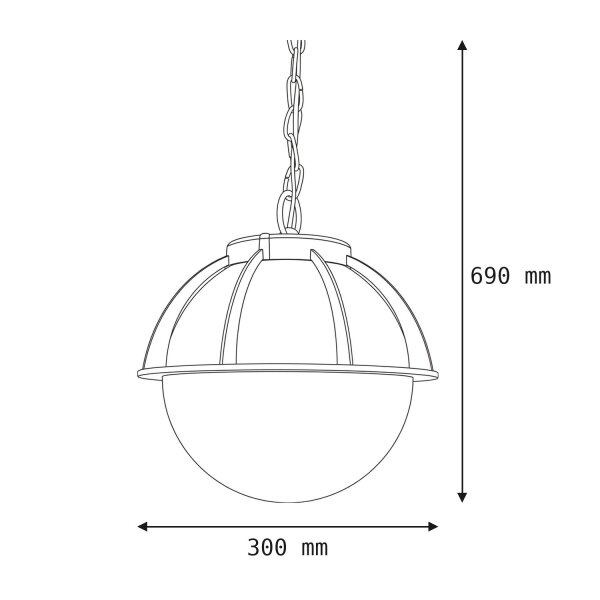 Hängelampe Kugel Ø30cm IP43 blendarm E27