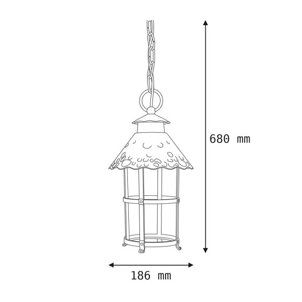 Regenfeste Hängelampe Rustikal Aluminium Glas E27