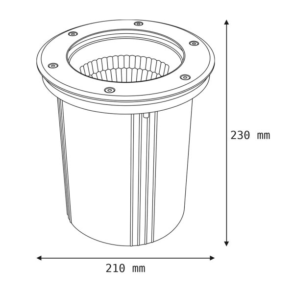 Großer Einbaustrahler Borden außen Ø21cm IP67