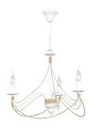 Kronleuchter Metall Weiß Gold Ketten 3-flammig E14