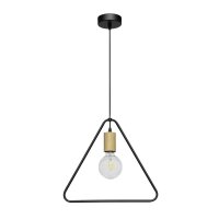 Schwarze Pendelleuchte Holz Metall Dreieck E27