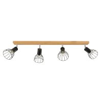 Langer Deckenstrahler Holz Metall 4-flmg beweglich