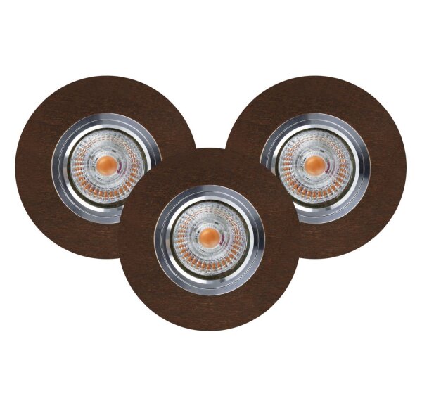 Einbauspot 3-er Set Holz mit LED GU10 verstellbar
