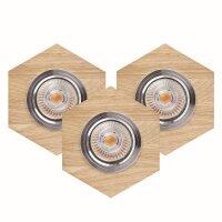 Einbauspot 3-er Set Holz Metall beweglich mit LED