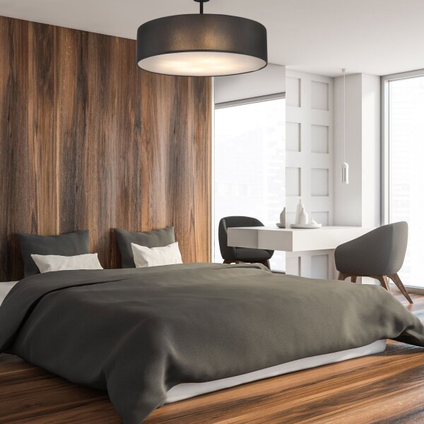 Deckenlampe Schwarz Chrom Ø60cm Wohnzimmer Leuchte