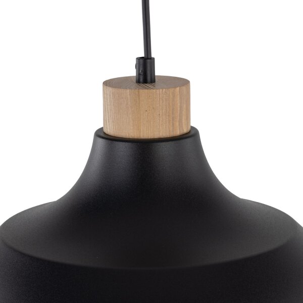 Hängelampe Schwarz Holz-Deko ∅33cm Esszimmer rund