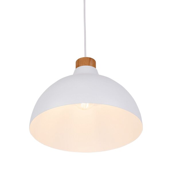 Schlichte Hängelampe HELMA Weiß Retro rund Ø33cm