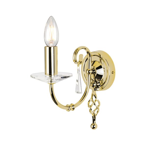Premium Wandleuchte Glas Kristall E14 Klassisch Messing