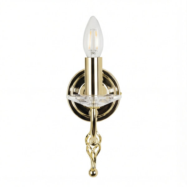 Premium Wandleuchte Glas Kristall E14 Klassisch Messing