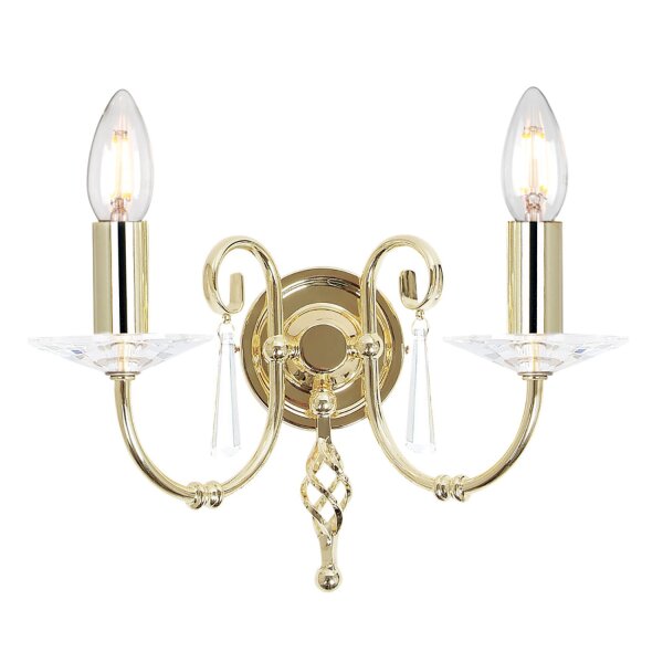 Designer Wandleuchte Messing Glas Kristall E14 B:32 cm