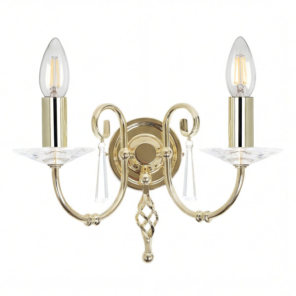 Designer Wandleuchte Messing Glas Kristall E14 B:32 cm
