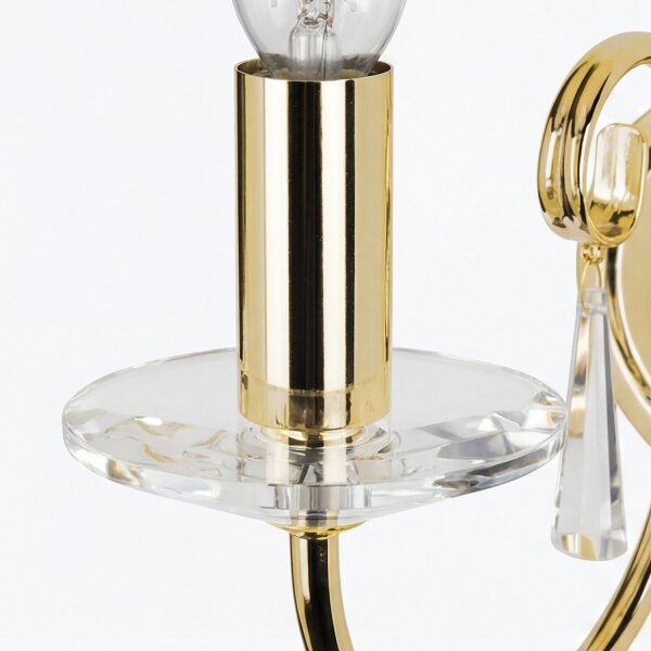 Designer Wandleuchte Messing Glas Kristall E14 B:32 cm