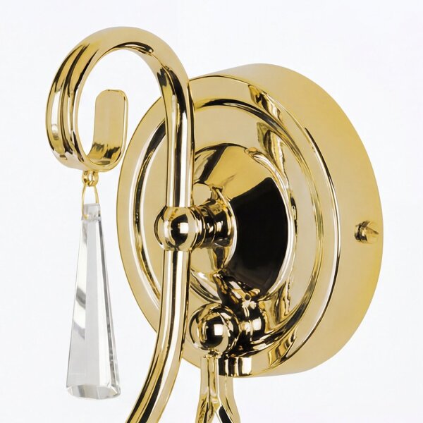Designer Wandleuchte Messing Glas Kristall E14 B:32 cm