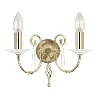 Designer Wandleuchte Messing Glas Kristall E14 B:32 cm