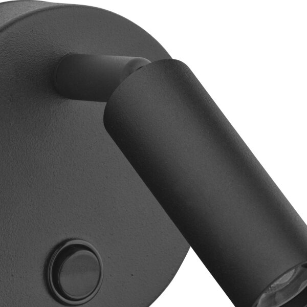 LED Aufbaustrahler rund Schwarz Leselicht Bett
