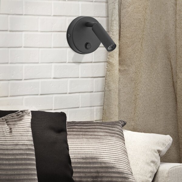 LED Aufbaustrahler rund Schwarz Leselicht Bett