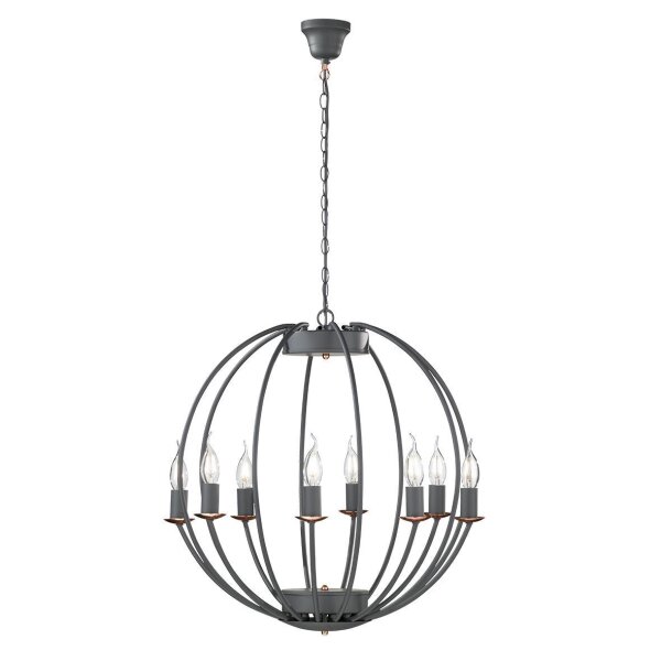 Kronleuchter Grau rund Ø 55 cm Metall 8x E14